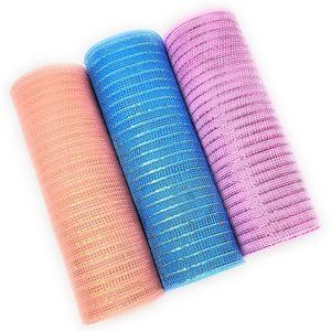 Coastal Seaside 10" Metallic Deco Mesh Ribbon Rolls (Coral, Turquoise, Pink)